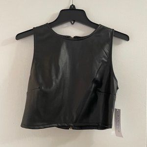 Black Faux Leather Crop Top